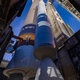 A view of the rocket with its lone solid-fueled booster.